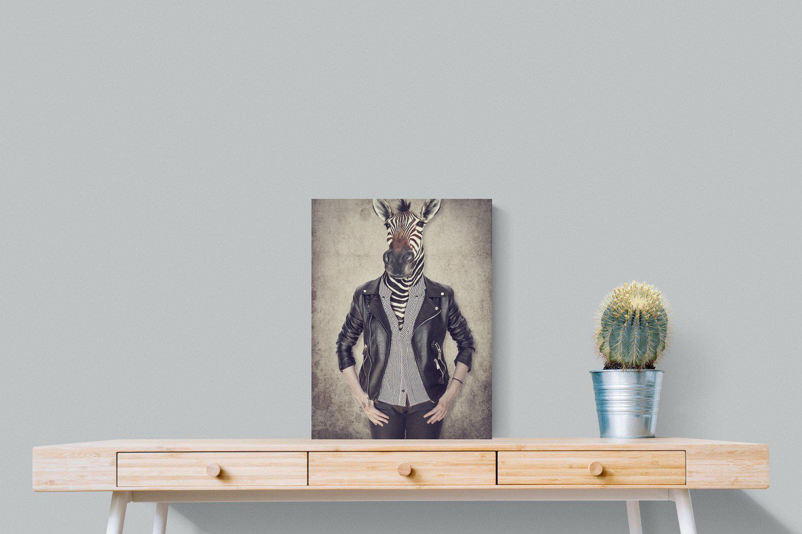 Zebra Head-Wall_Art-45 x 60cm-Mounted Canvas-No Frame-Pixalot