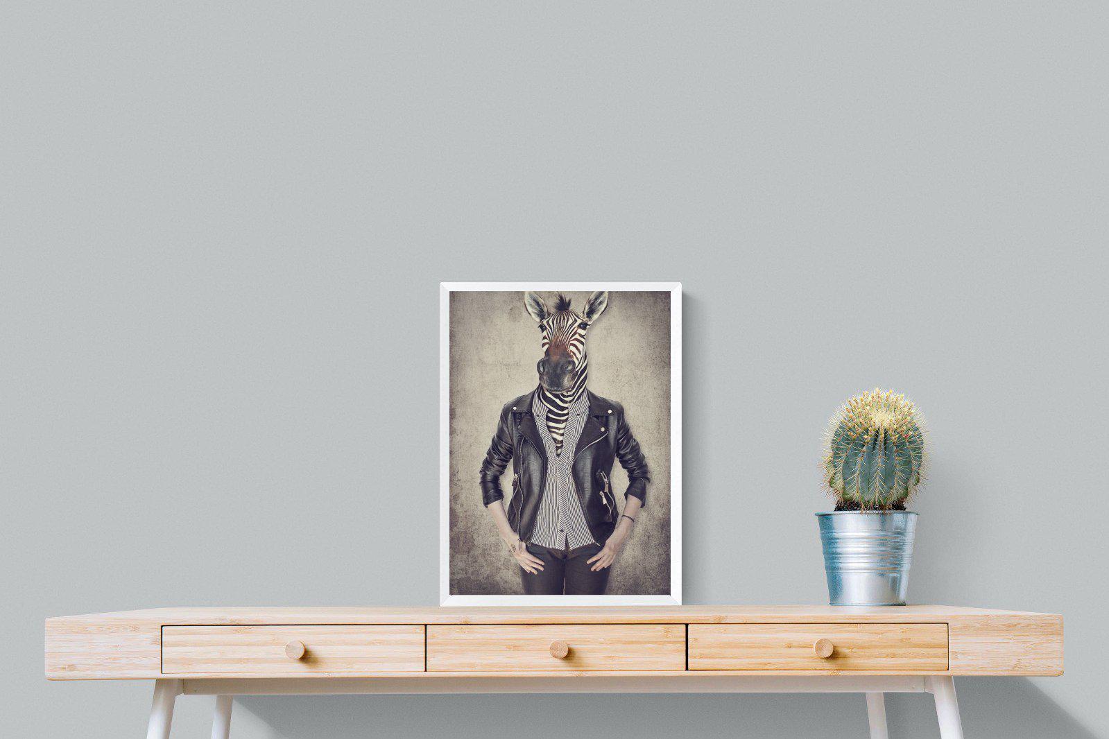 Zebra Head-Wall_Art-45 x 60cm-Mounted Canvas-White-Pixalot