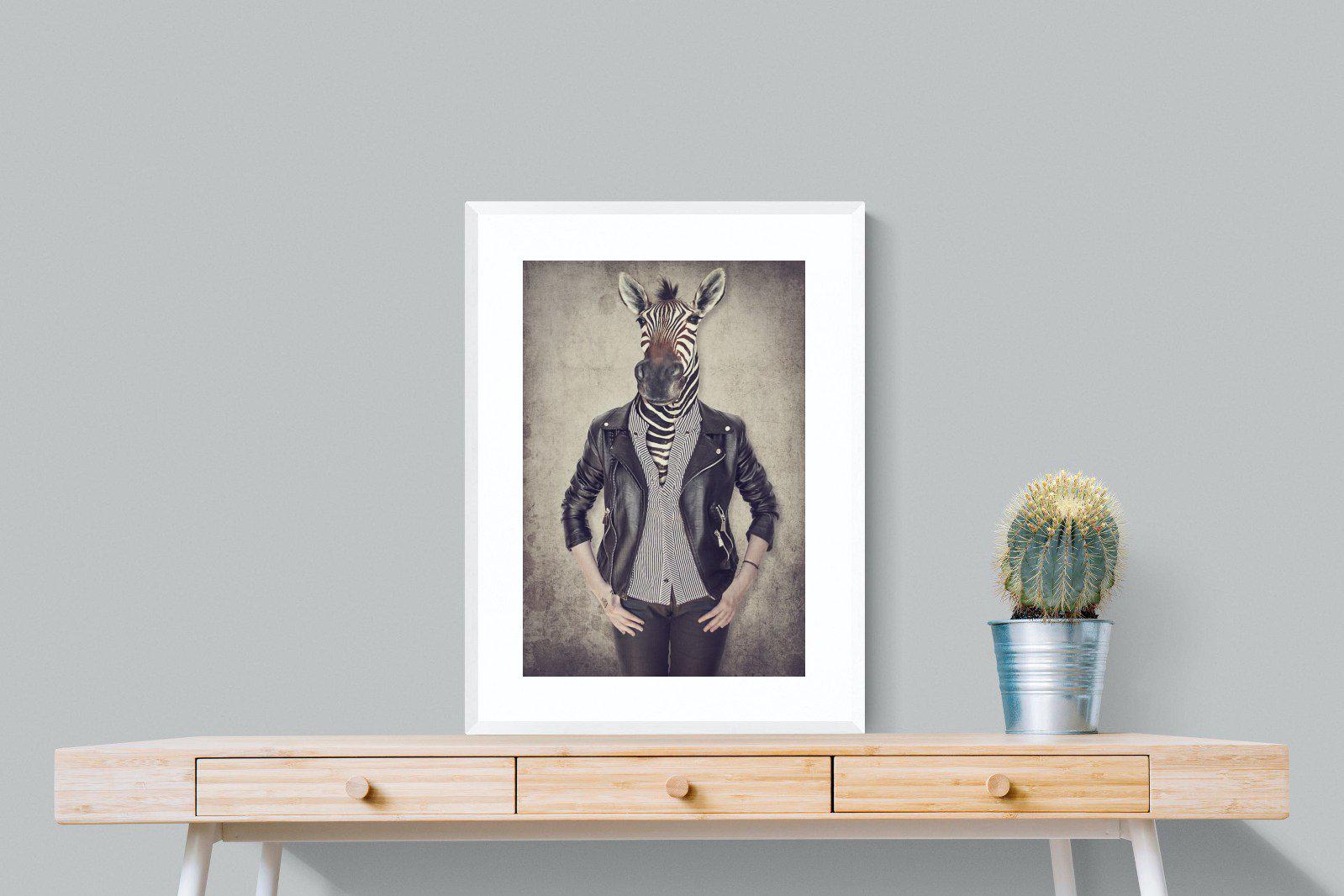 Zebra Head-Wall_Art-60 x 80cm-Framed Print-White-Pixalot