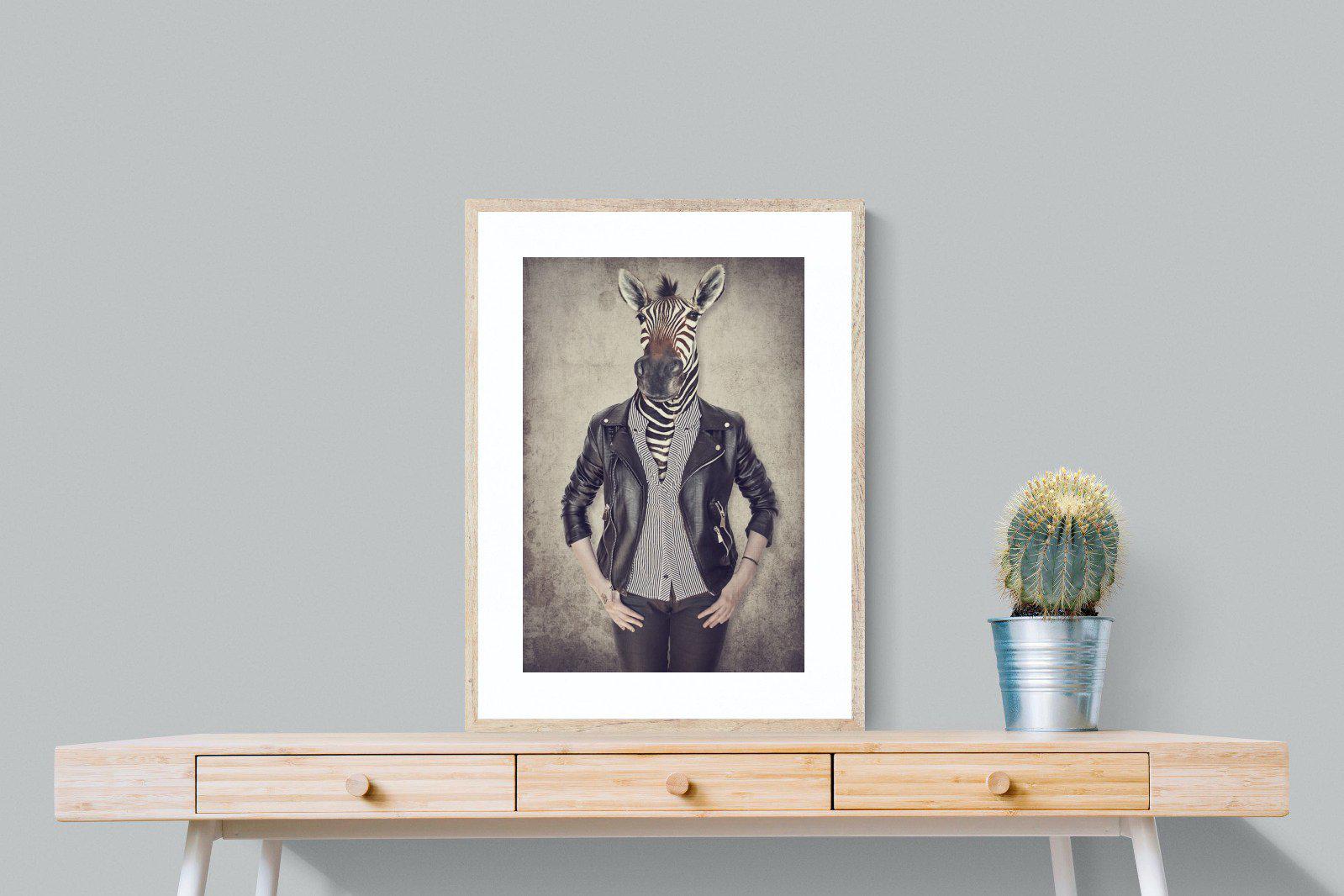 Zebra Head-Wall_Art-60 x 80cm-Framed Print-Wood-Pixalot