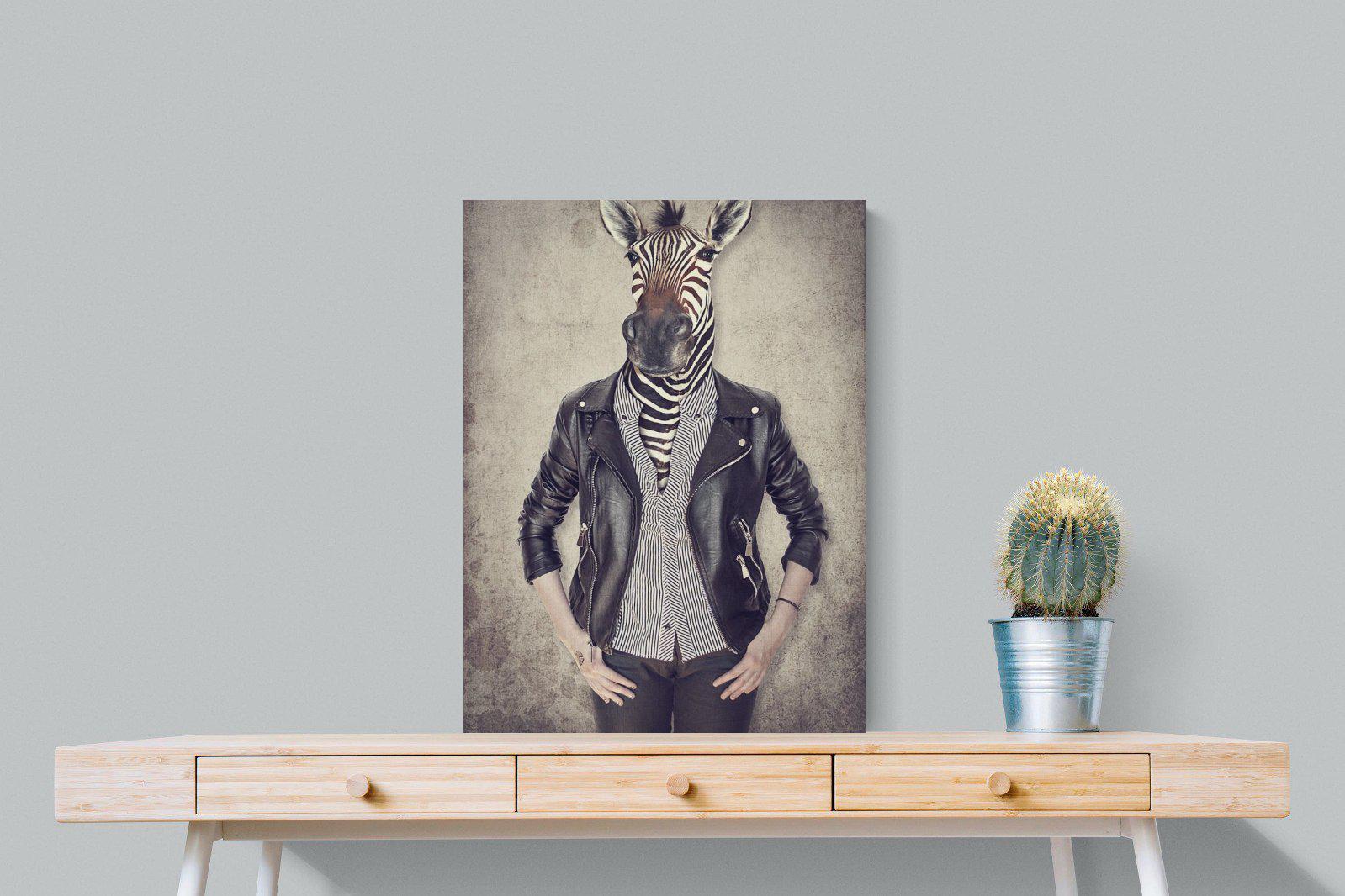 Zebra Head-Wall_Art-60 x 80cm-Mounted Canvas-No Frame-Pixalot