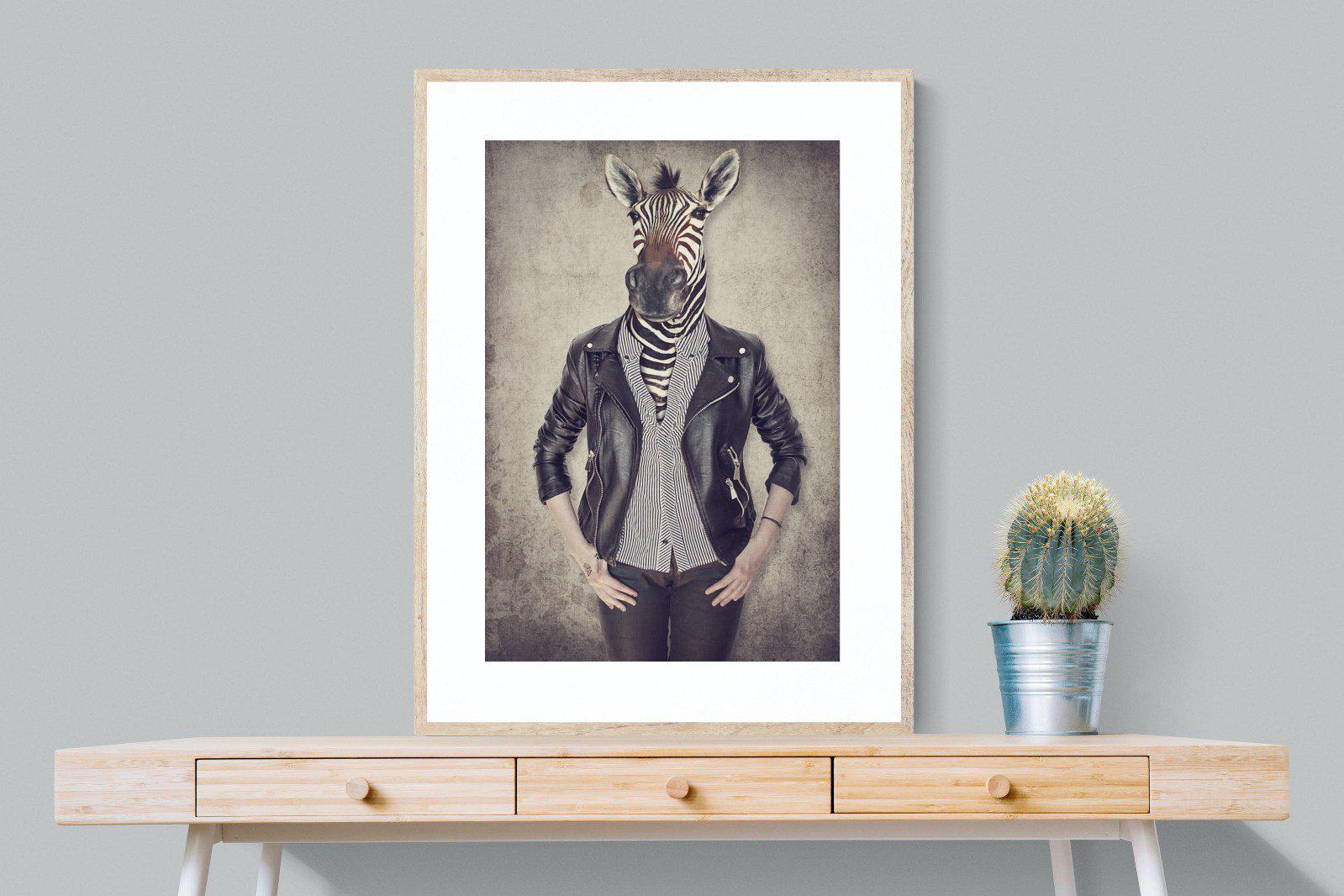 Zebra Head-Wall_Art-75 x 100cm-Framed Print-Wood-Pixalot