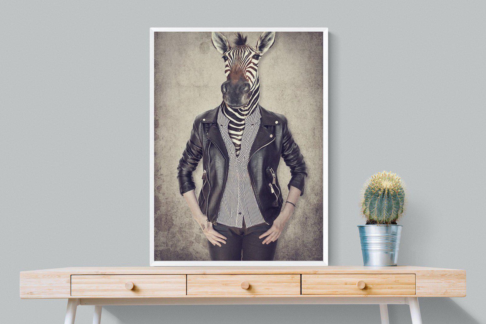 Zebra Head-Wall_Art-75 x 100cm-Mounted Canvas-White-Pixalot