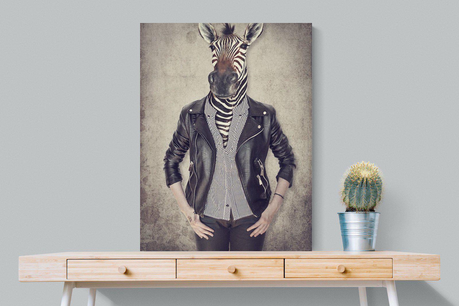 Zebra Head-Wall_Art-75 x 100cm-Mounted Canvas-No Frame-Pixalot