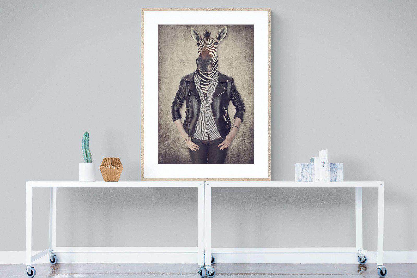 Zebra Head-Wall_Art-90 x 120cm-Framed Print-Wood-Pixalot