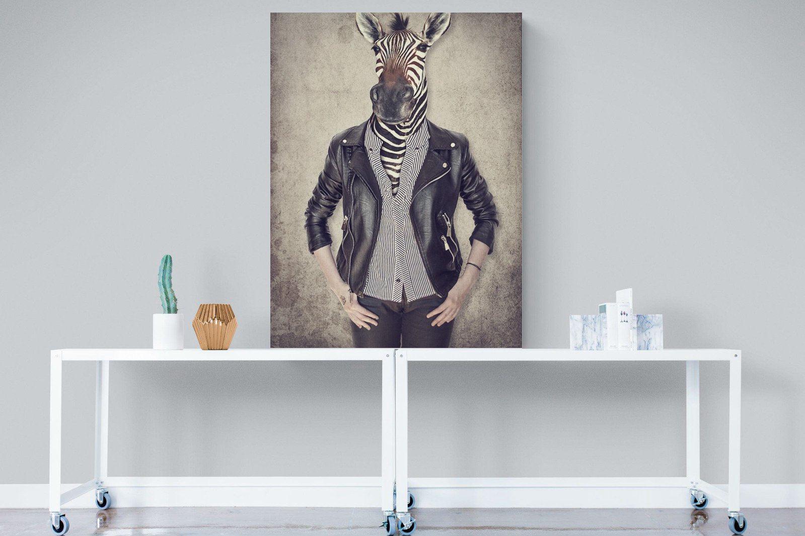 Zebra Head-Wall_Art-90 x 120cm-Mounted Canvas-No Frame-Pixalot
