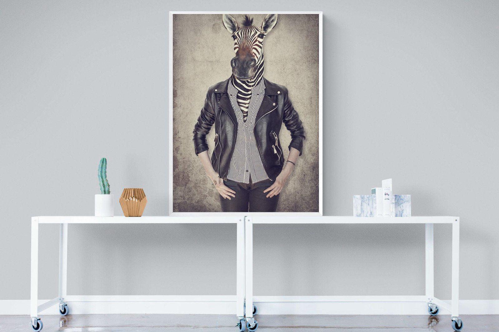 Zebra Head-Wall_Art-90 x 120cm-Mounted Canvas-White-Pixalot