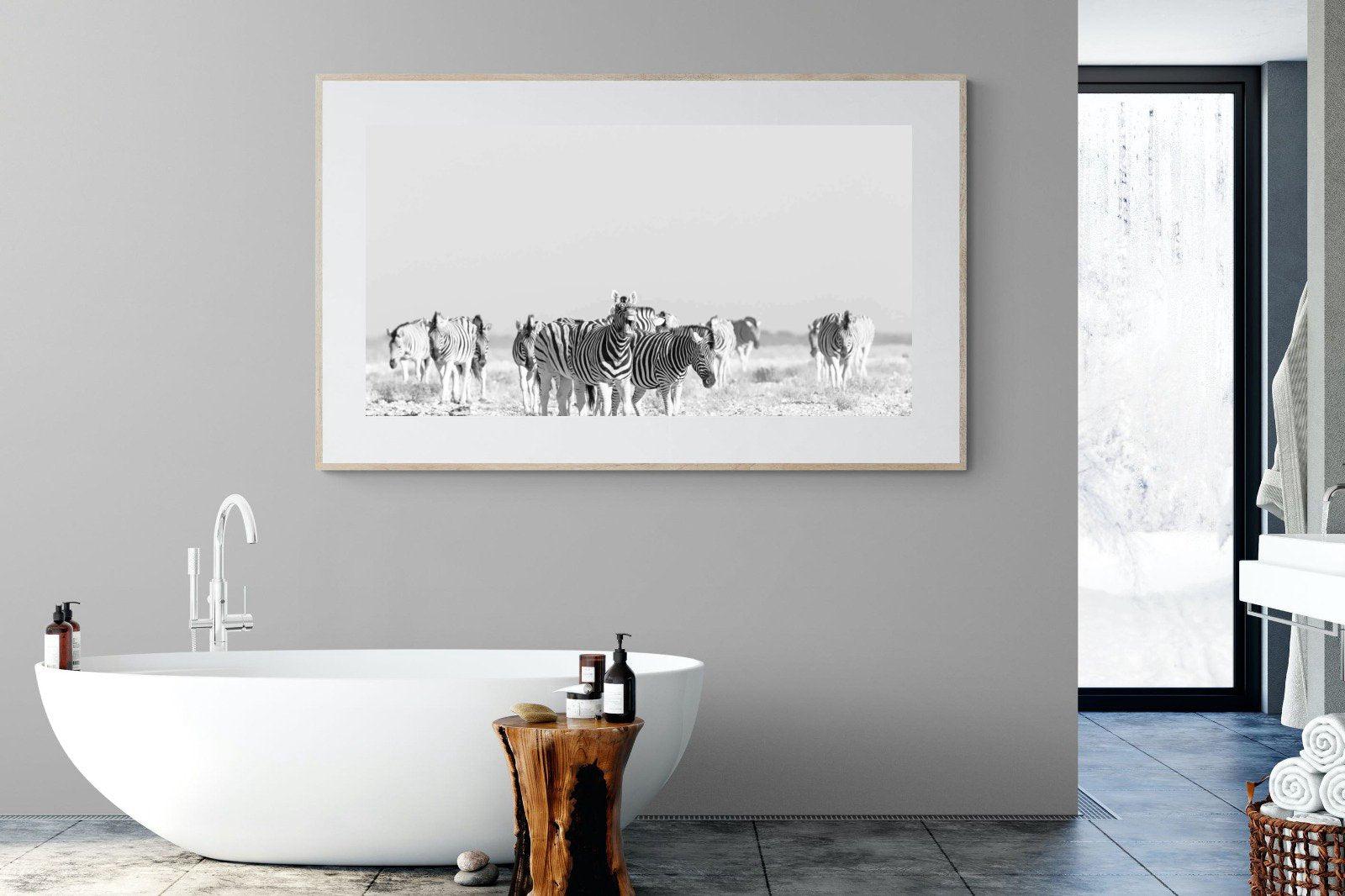 Zebra Herd-Wall_Art-180 x 110cm-Framed Print-Wood-Pixalot