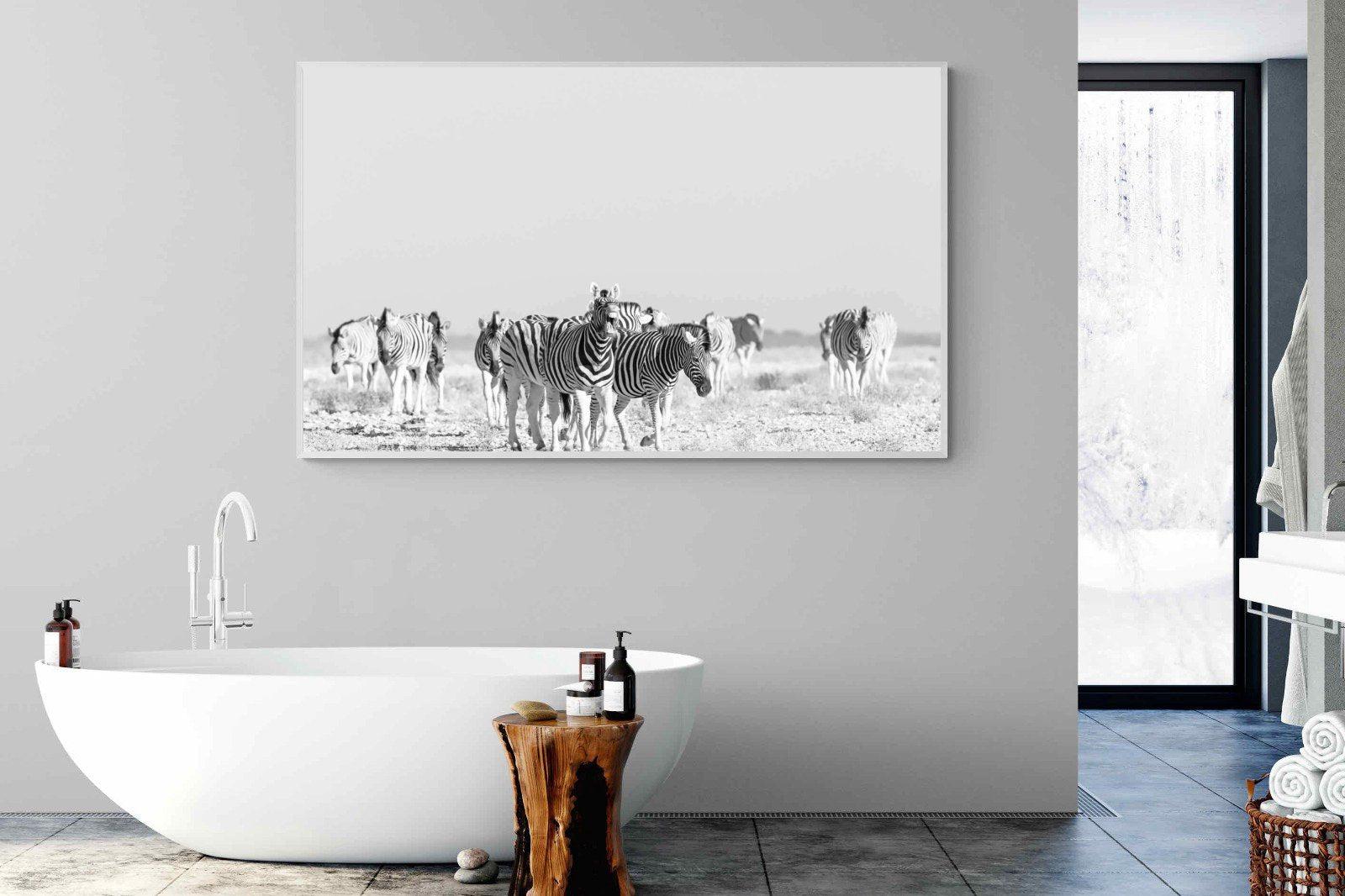 Zebra Herd-Wall_Art-180 x 110cm-Mounted Canvas-White-Pixalot