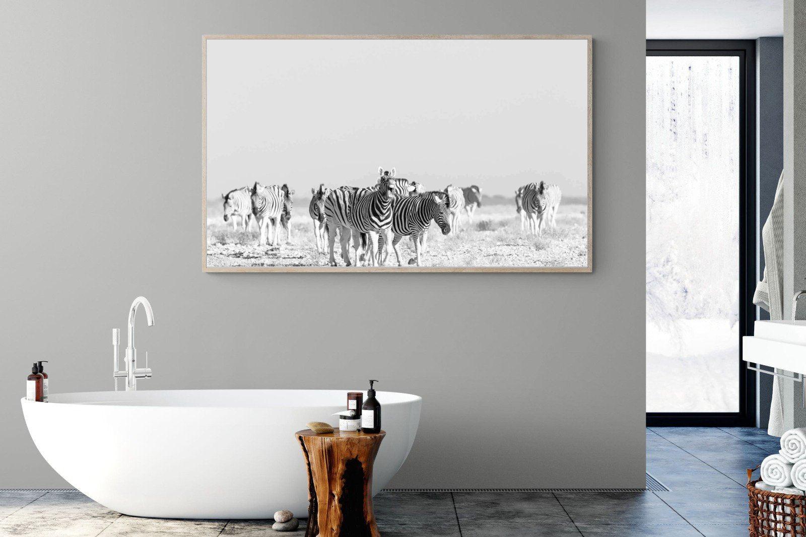 Zebra Herd-Wall_Art-180 x 110cm-Mounted Canvas-Wood-Pixalot