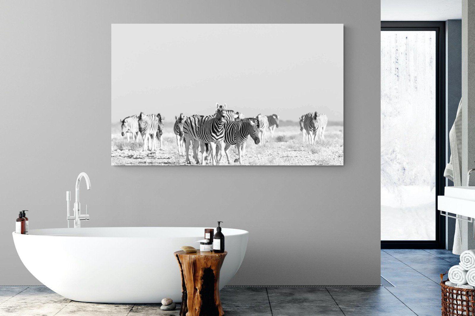 Zebra Herd-Wall_Art-180 x 110cm-Mounted Canvas-No Frame-Pixalot