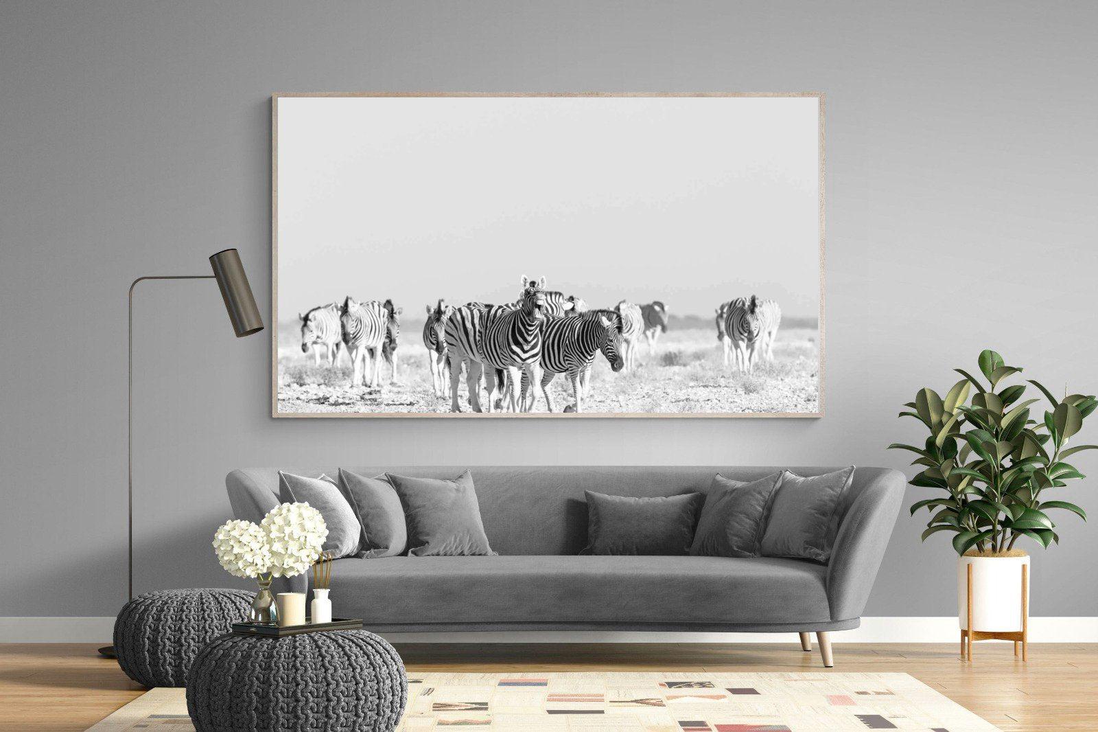 Zebra Herd-Wall_Art-220 x 130cm-Mounted Canvas-Wood-Pixalot