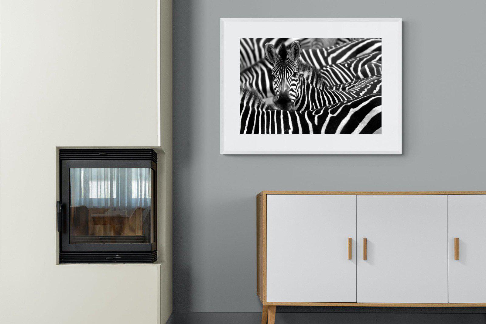 Zebra Look-Wall_Art-100 x 75cm-Framed Print-White-Pixalot