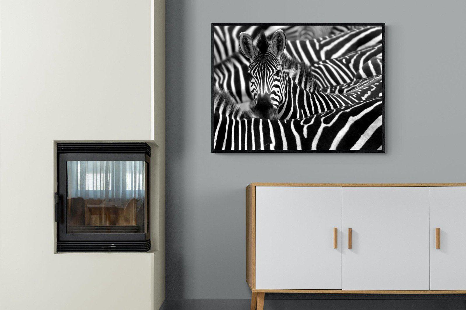 Zebra Look-Wall_Art-100 x 75cm-Mounted Canvas-Black-Pixalot