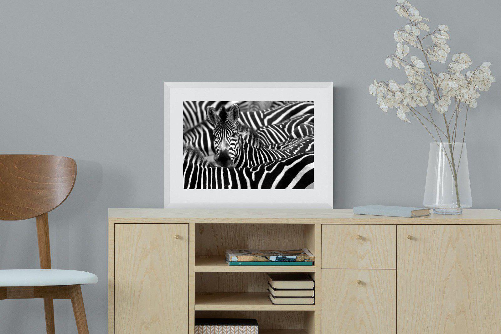 Zebra Look-Wall_Art-60 x 45cm-Framed Print-White-Pixalot