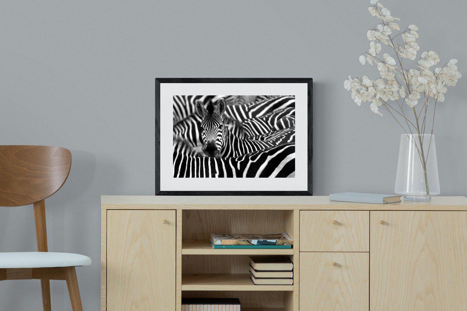 Zebra Look-Wall_Art-60 x 45cm-Framed Print-Black-Pixalot