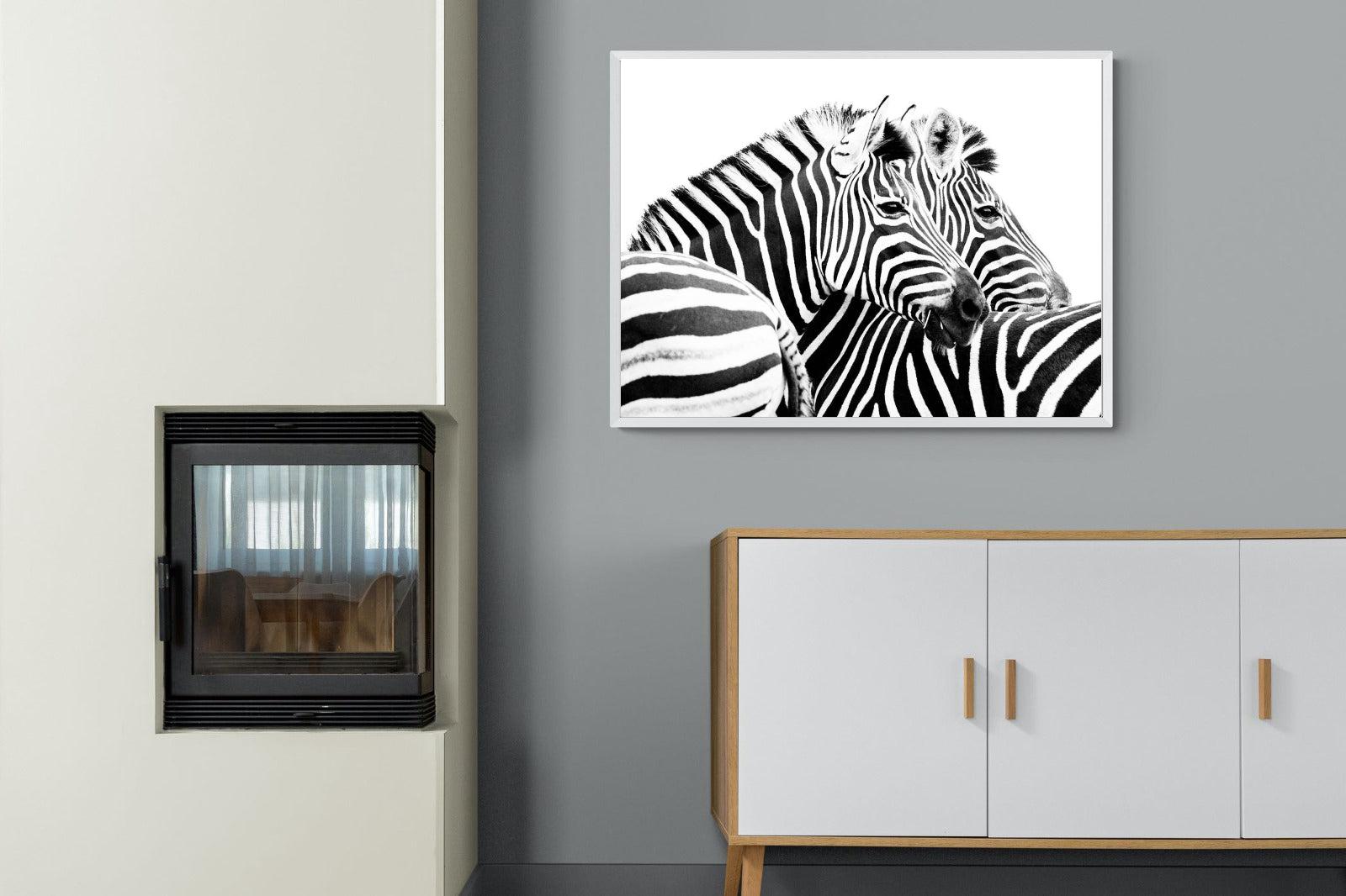 Zebra Pair-Wall_Art-100 x 75cm-Mounted Canvas-White-Pixalot