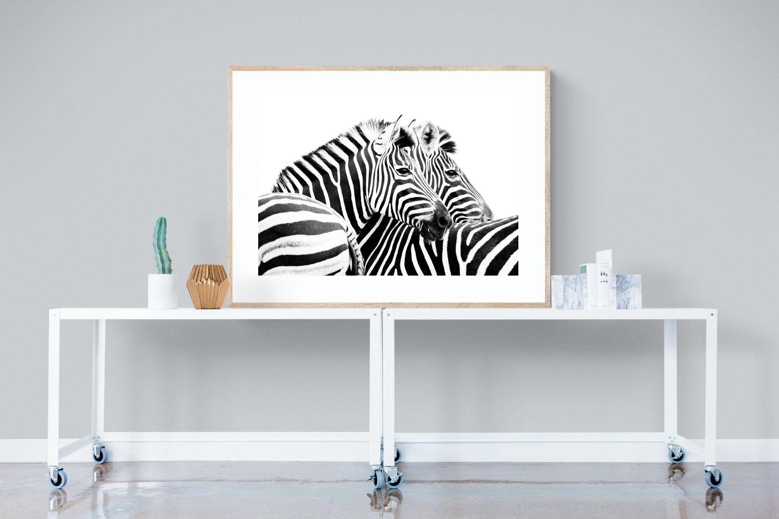Zebra Pair-Wall_Art-120 x 90cm-Framed Print-Wood-Pixalot