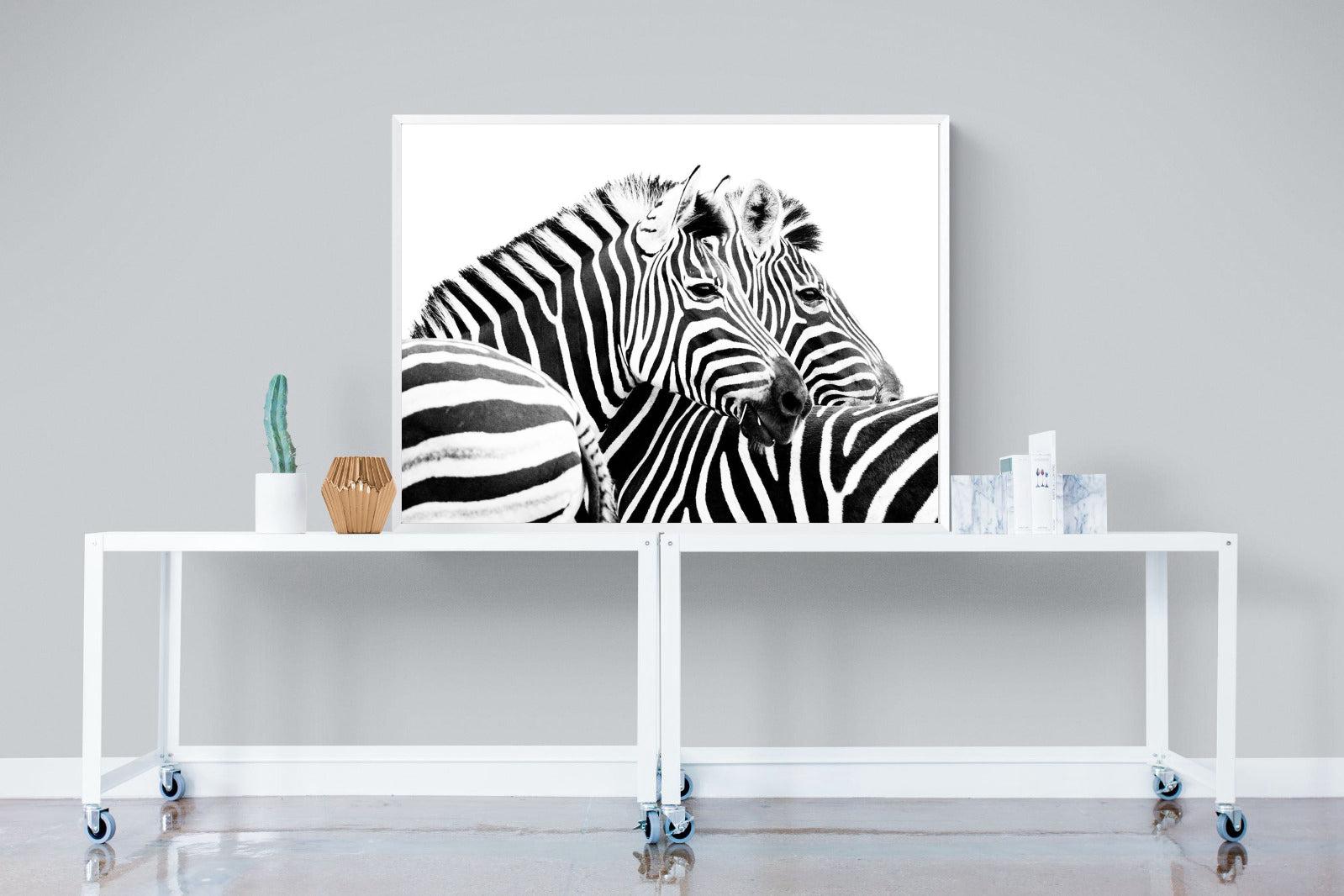 Zebra Pair-Wall_Art-120 x 90cm-Mounted Canvas-White-Pixalot