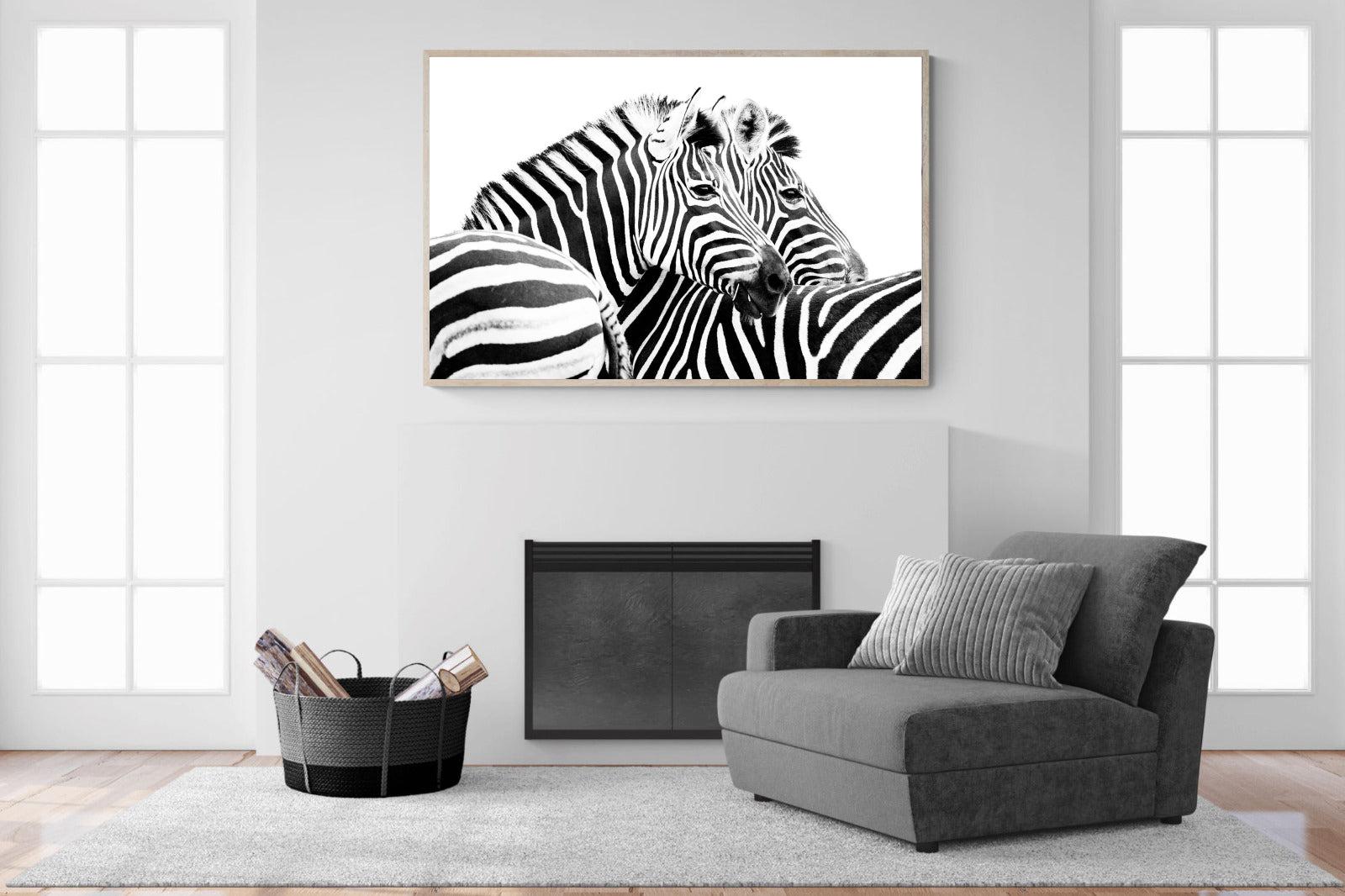 Zebra Pair-Wall_Art-150 x 100cm-Mounted Canvas-Wood-Pixalot