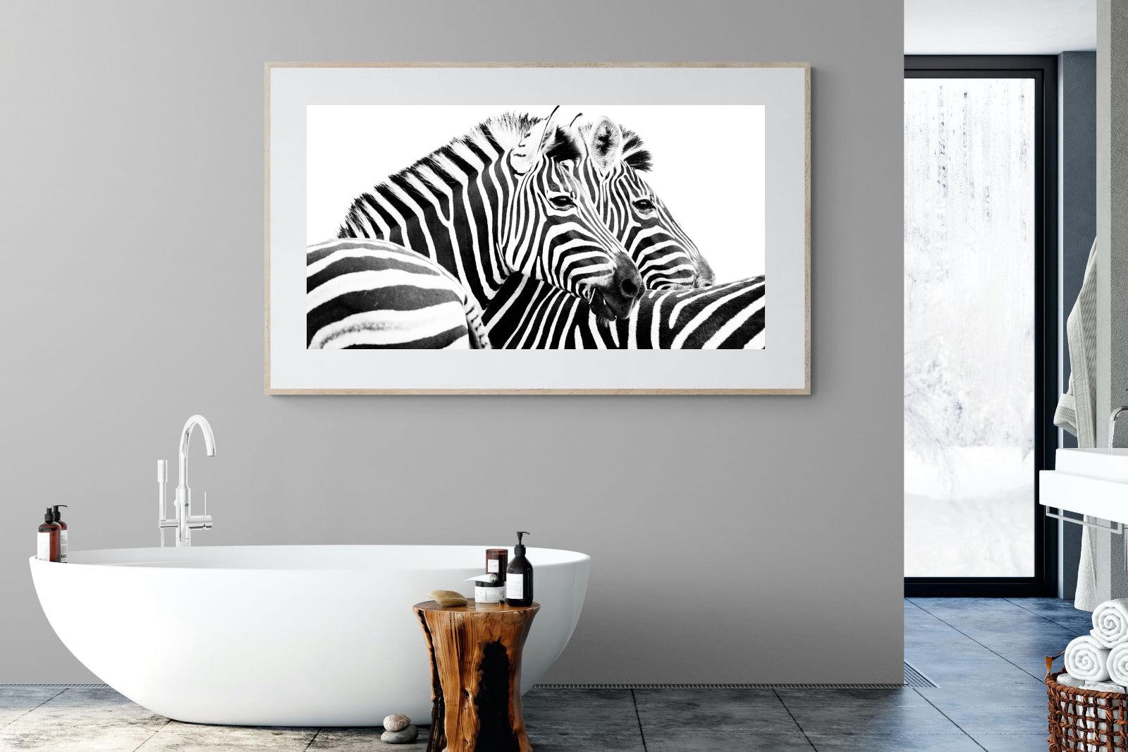 Zebra Pair-Wall_Art-180 x 110cm-Framed Print-Wood-Pixalot