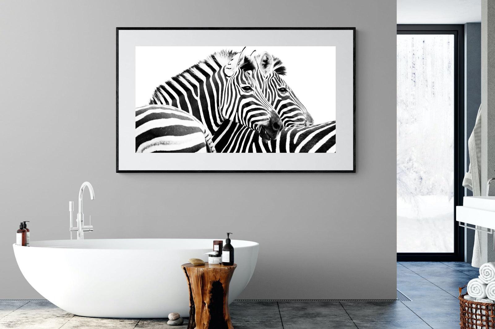 Zebra Pair-Wall_Art-180 x 110cm-Framed Print-Black-Pixalot