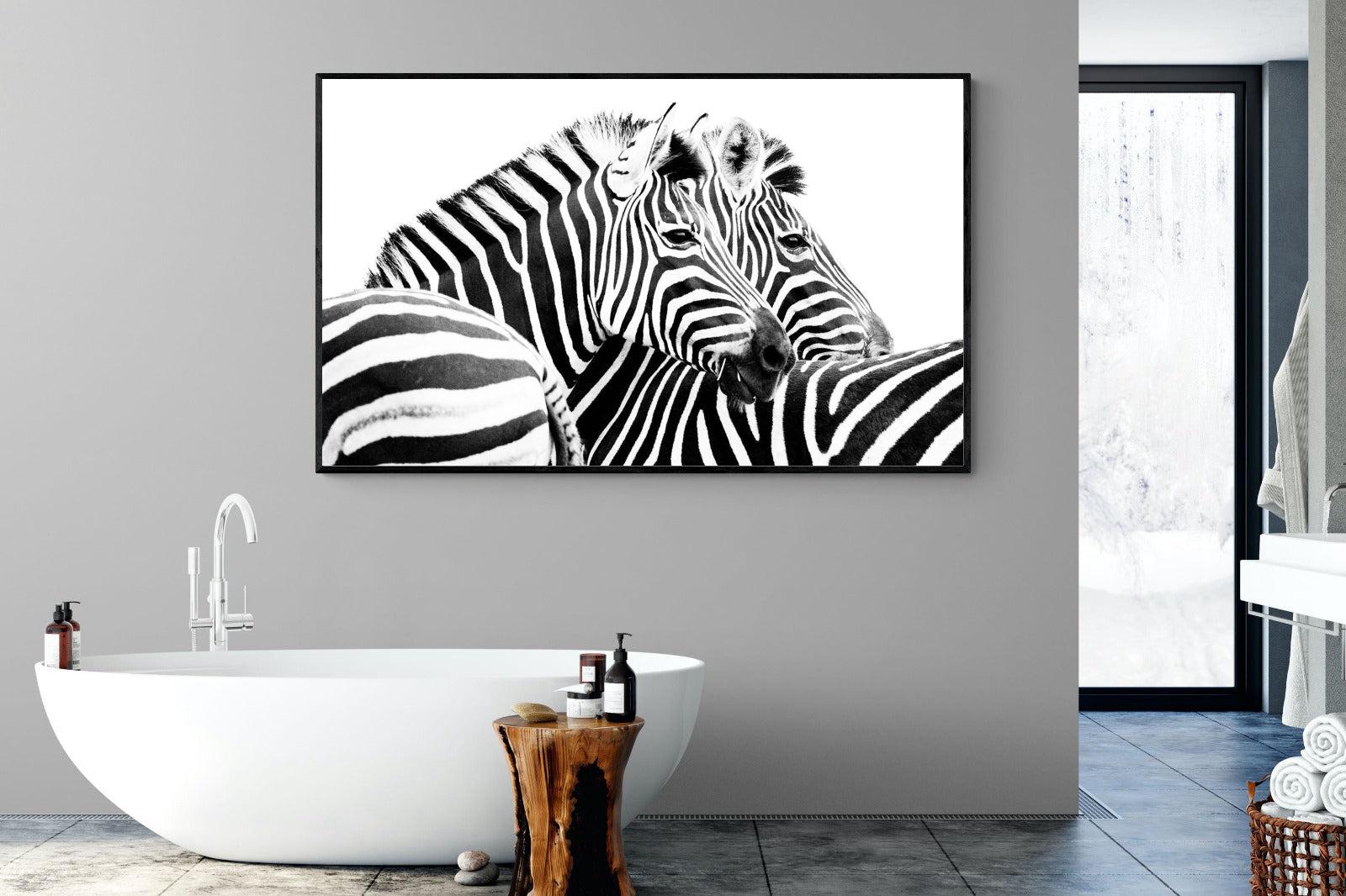 Zebra Pair-Wall_Art-180 x 110cm-Mounted Canvas-Black-Pixalot