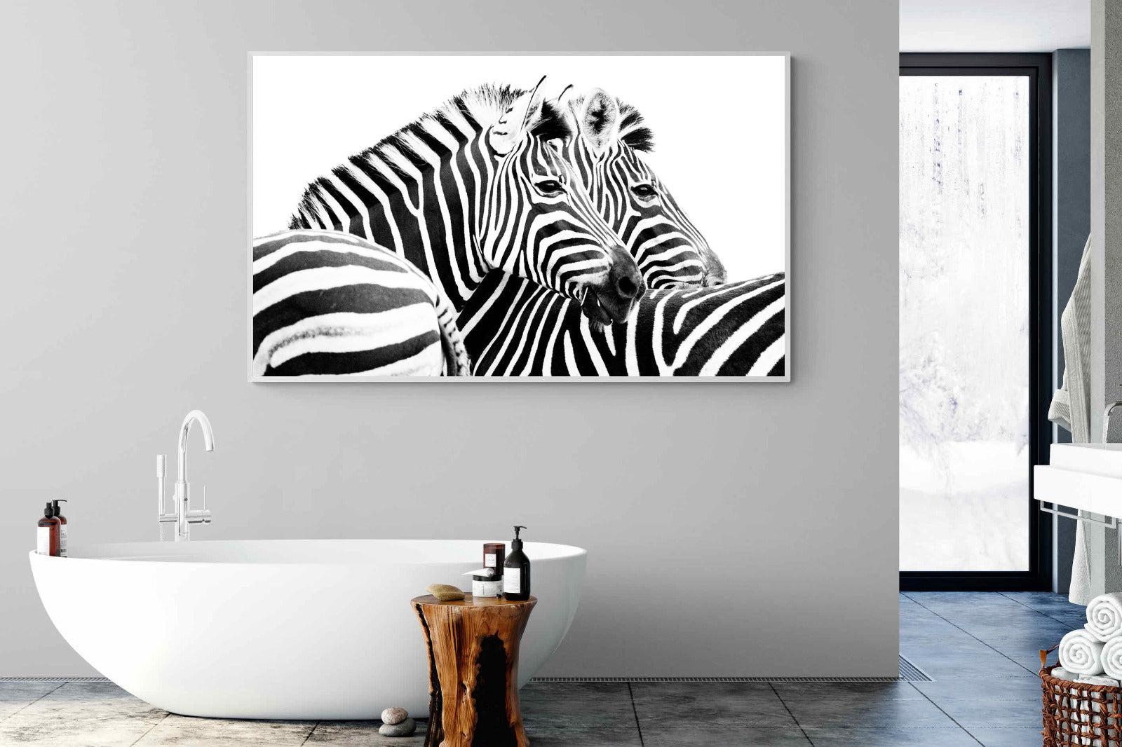 Zebra Pair-Wall_Art-180 x 110cm-Mounted Canvas-White-Pixalot