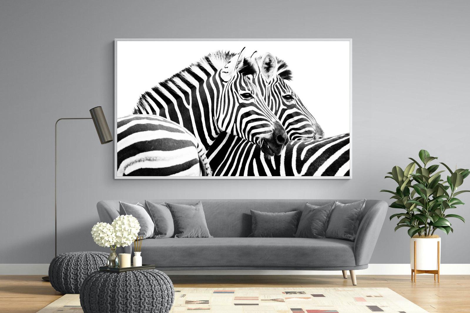 Zebra Pair-Wall_Art-220 x 130cm-Mounted Canvas-White-Pixalot
