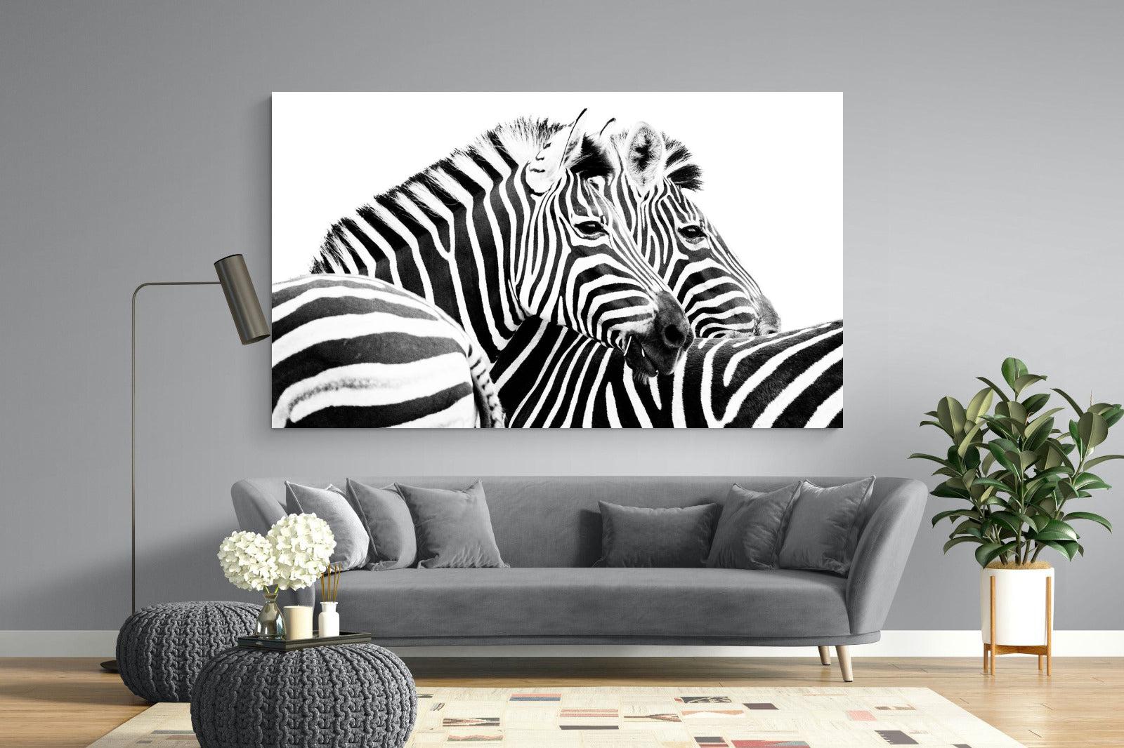 Zebra Pair-Wall_Art-220 x 130cm-Mounted Canvas-No Frame-Pixalot