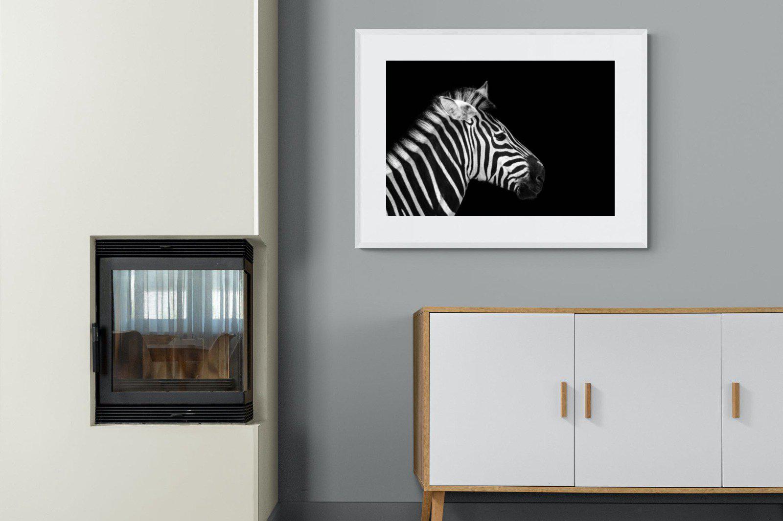 Zebra-Wall_Art-100 x 75cm-Framed Print-White-Pixalot