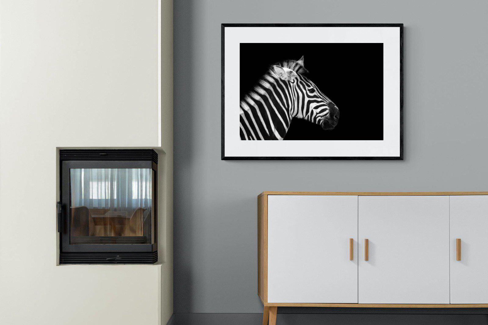 Zebra-Wall_Art-100 x 75cm-Framed Print-Black-Pixalot