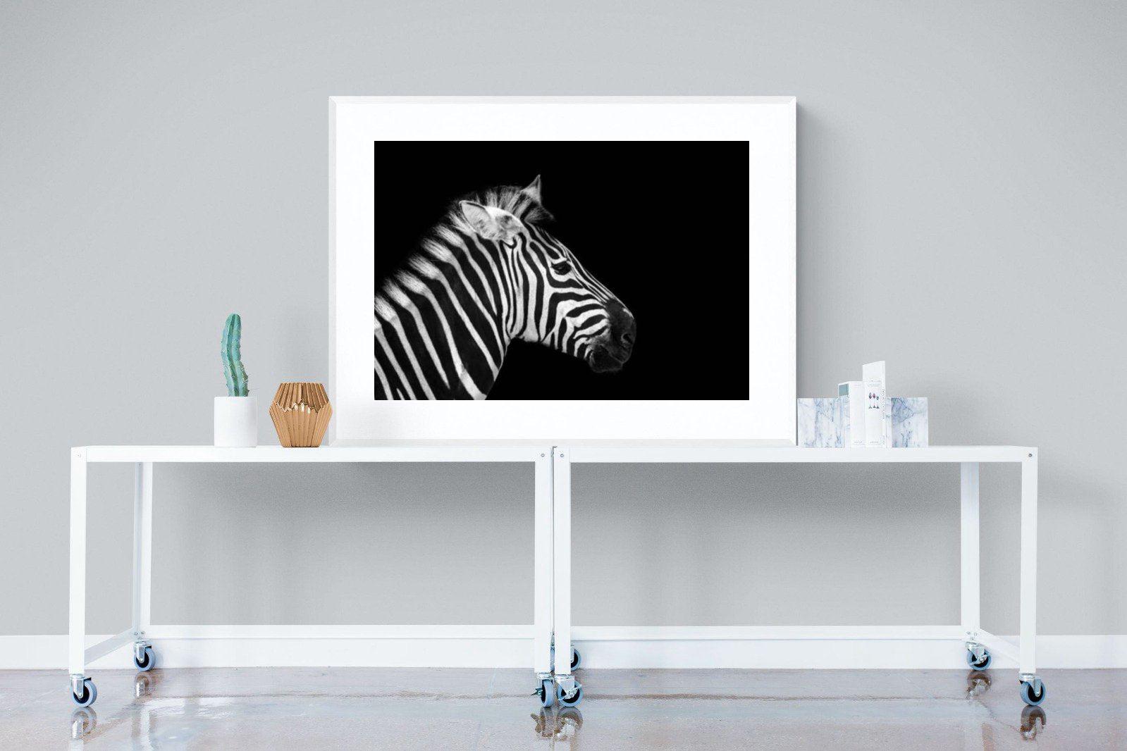 Zebra-Wall_Art-120 x 90cm-Framed Print-White-Pixalot
