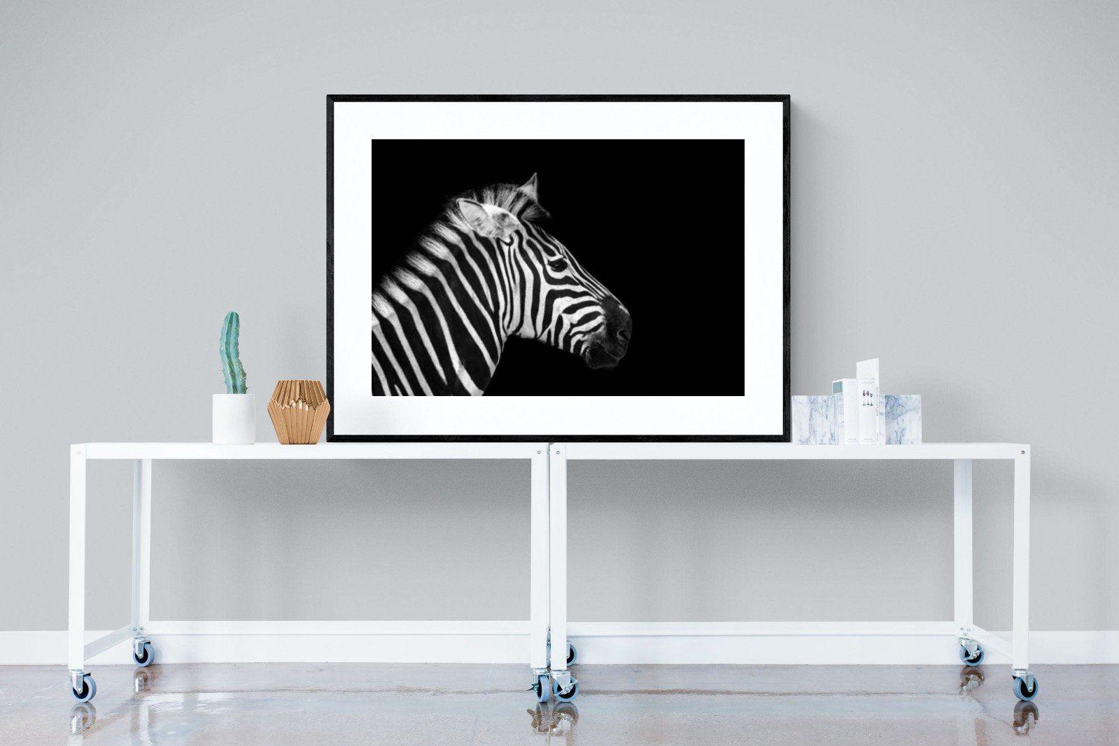 Zebra-Wall_Art-120 x 90cm-Framed Print-Black-Pixalot