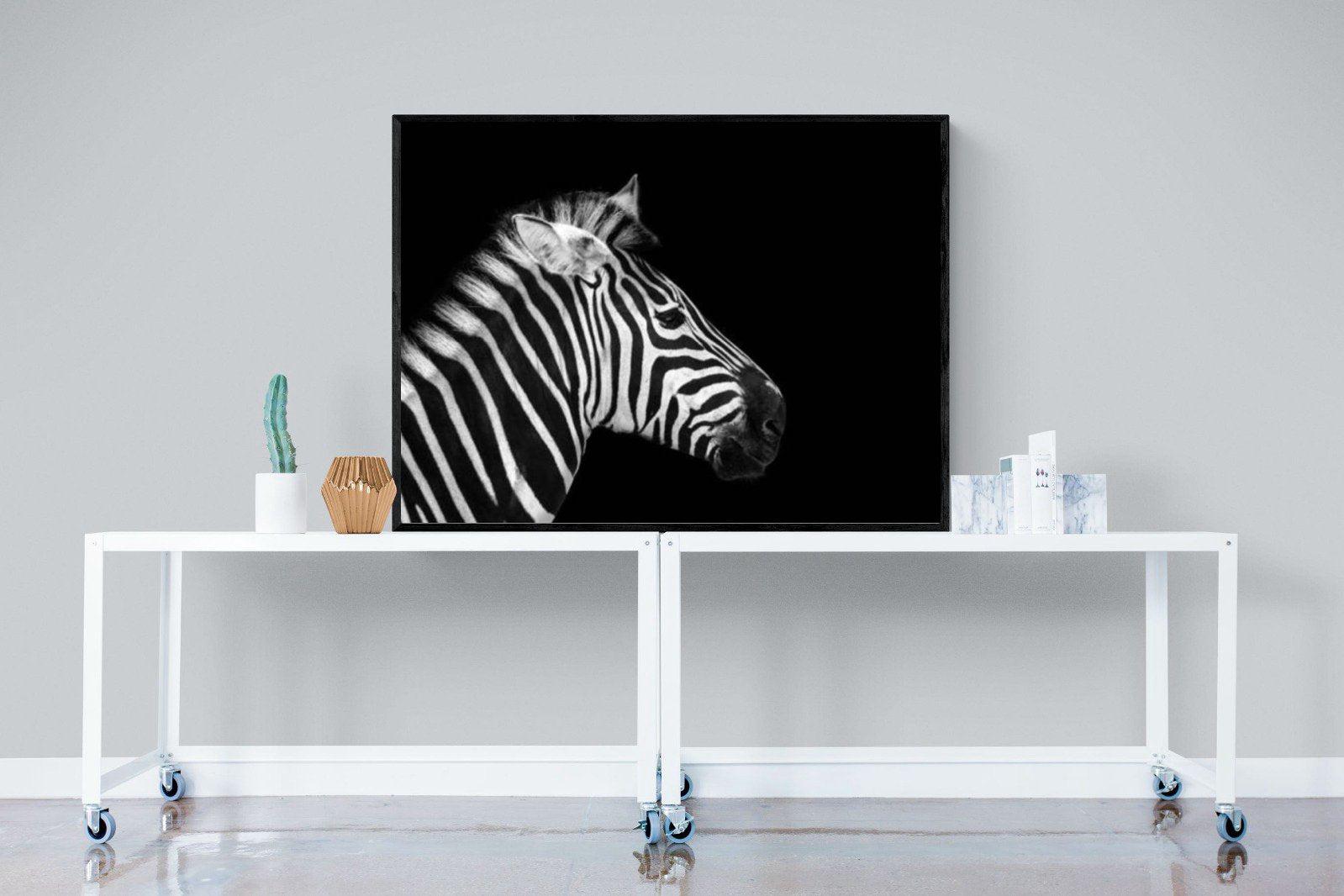 Zebra-Wall_Art-120 x 90cm-Mounted Canvas-Black-Pixalot