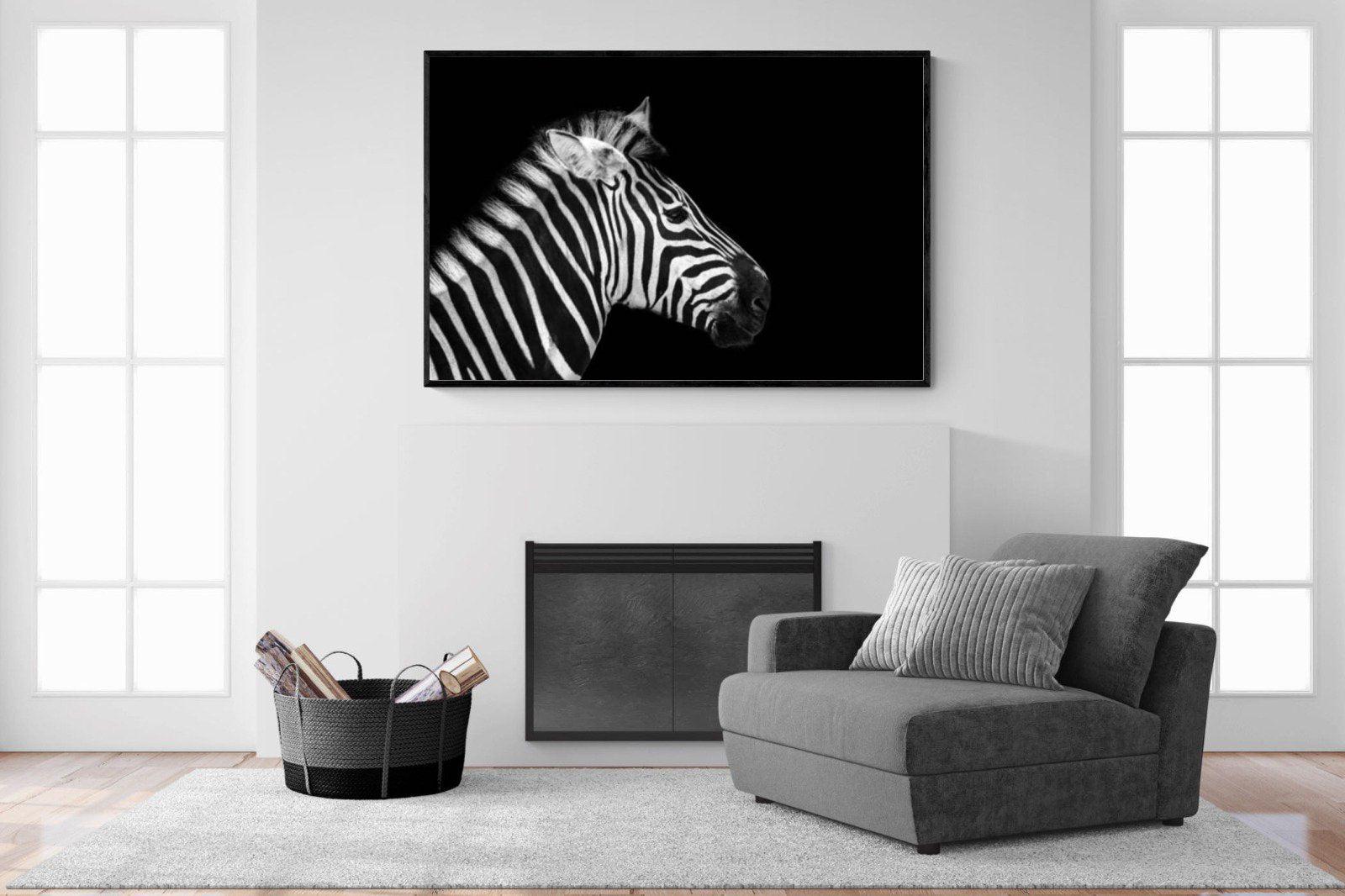 Zebra-Wall_Art-150 x 100cm-Mounted Canvas-Black-Pixalot