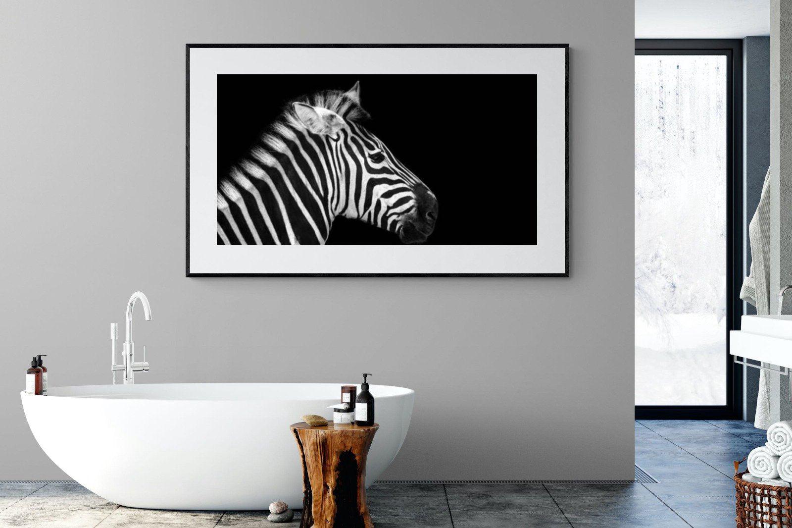 Zebra-Wall_Art-180 x 110cm-Framed Print-Black-Pixalot
