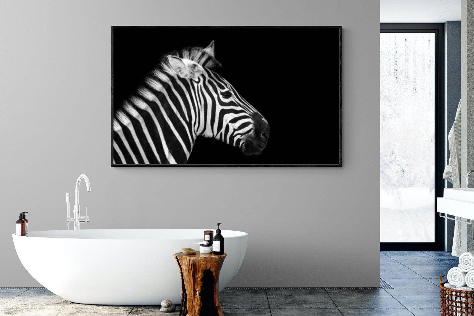 Zebra-Wall_Art-180 x 110cm-Mounted Canvas-Black-Pixalot