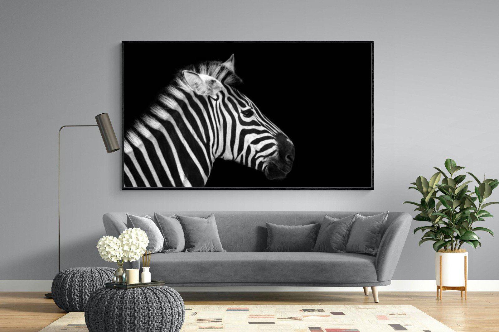 Zebra-Wall_Art-220 x 130cm-Mounted Canvas-Black-Pixalot