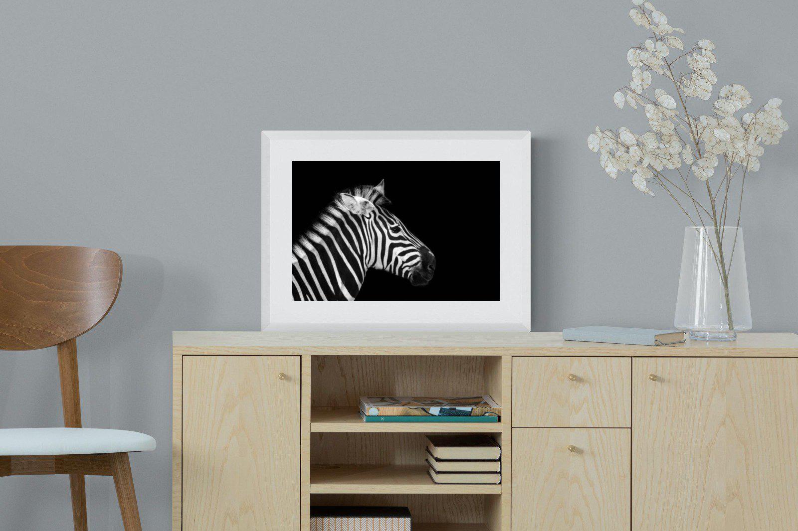 Zebra-Wall_Art-60 x 45cm-Framed Print-White-Pixalot