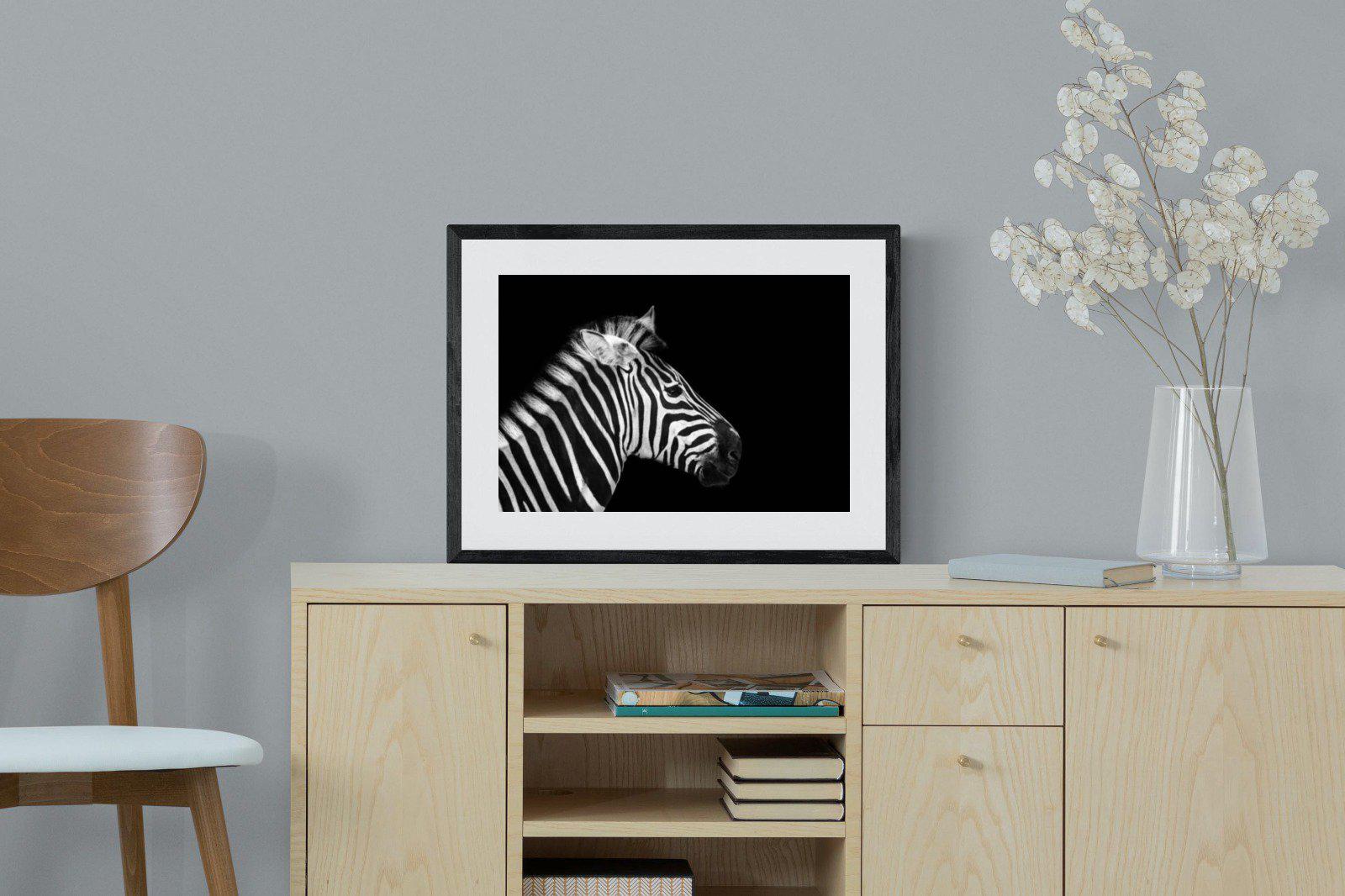 Zebra-Wall_Art-60 x 45cm-Framed Print-Black-Pixalot