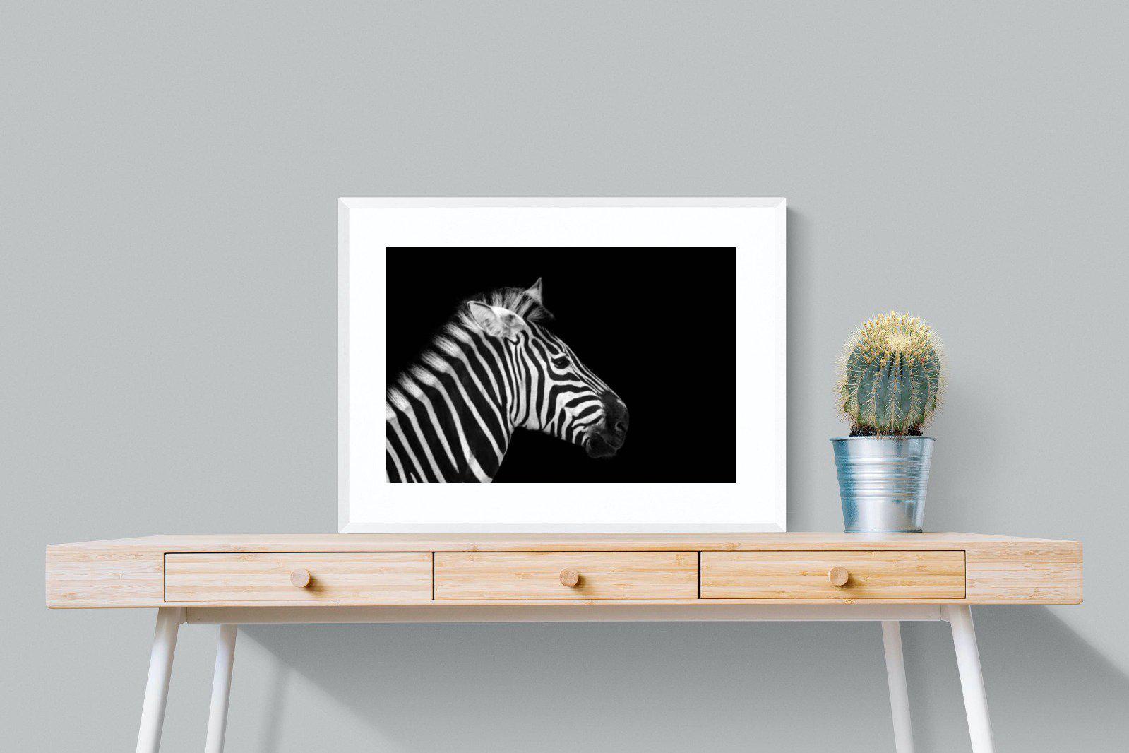 Zebra-Wall_Art-80 x 60cm-Framed Print-White-Pixalot