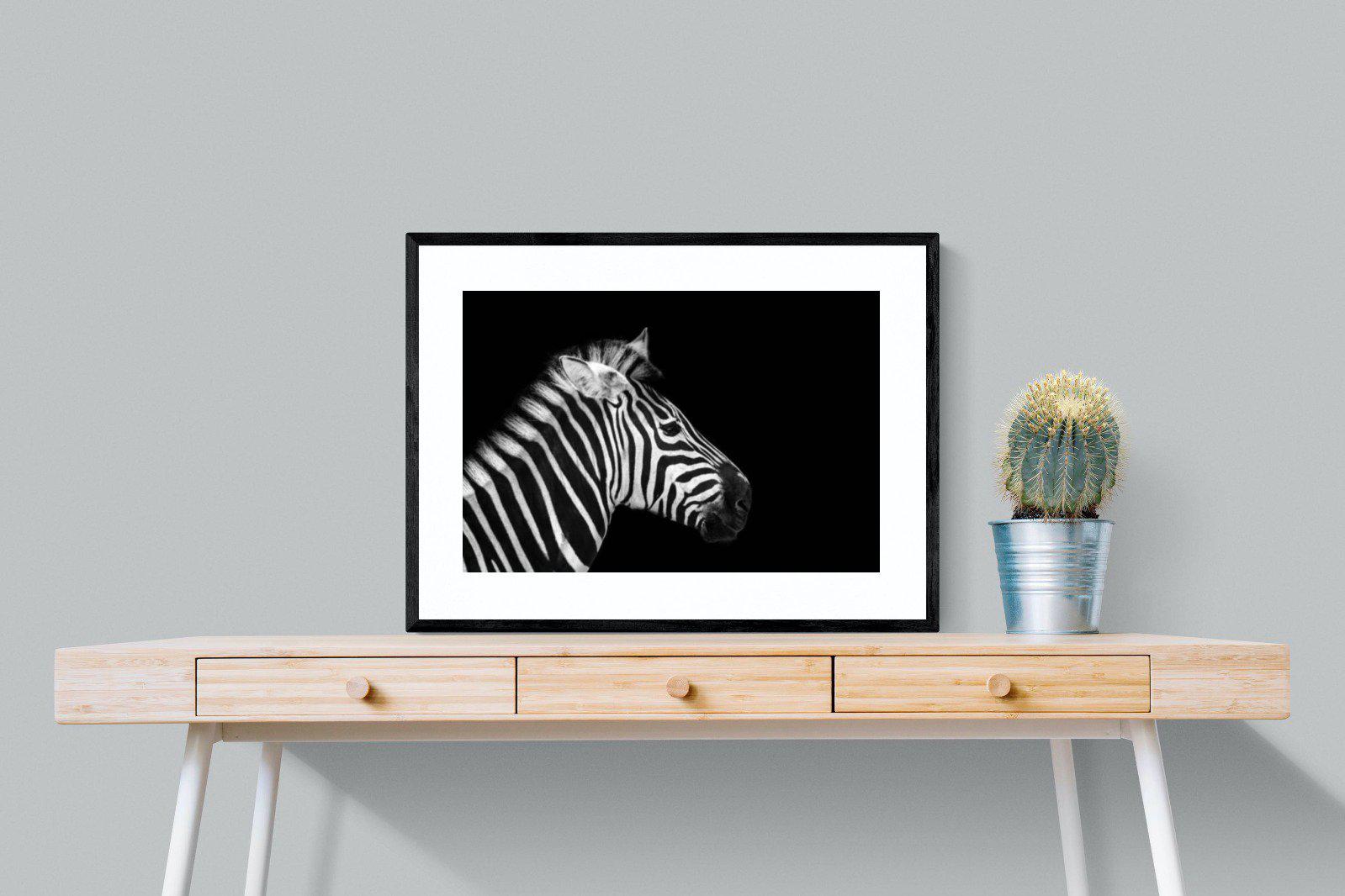 Zebra-Wall_Art-80 x 60cm-Framed Print-Black-Pixalot
