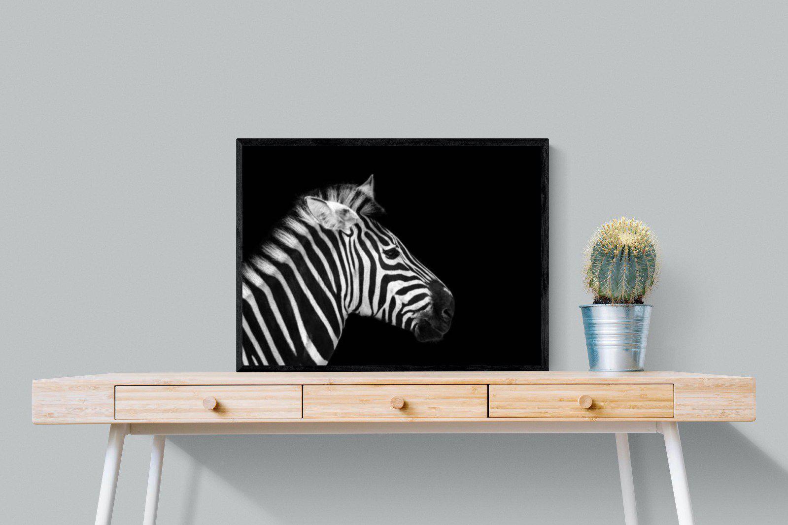 Zebra-Wall_Art-80 x 60cm-Mounted Canvas-Black-Pixalot