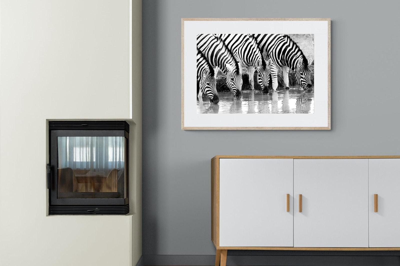 Zebra Quench-Wall_Art-100 x 75cm-Framed Print-Wood-Pixalot