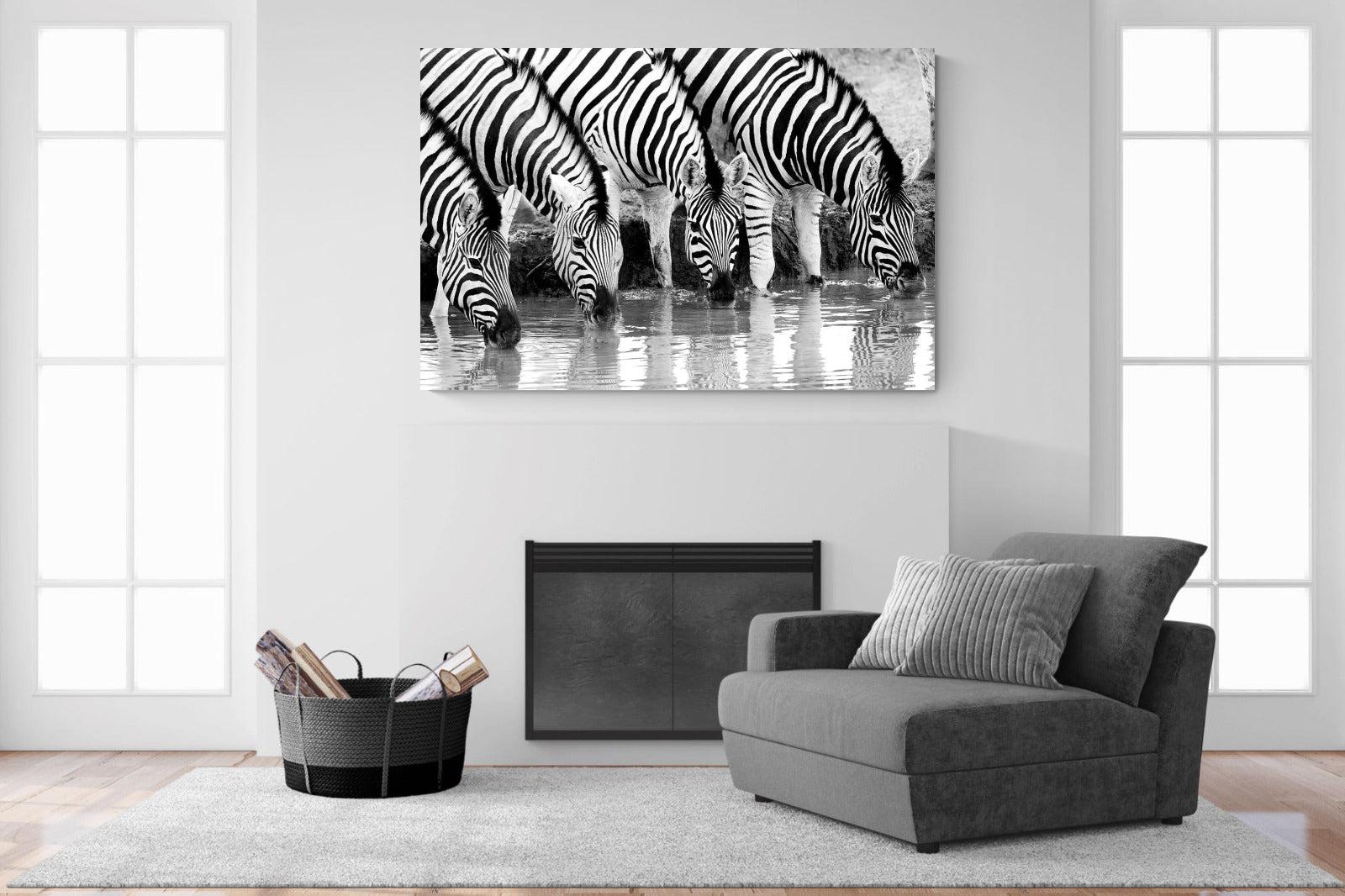 Zebra Quench-Wall_Art-150 x 100cm-Mounted Canvas-No Frame-Pixalot