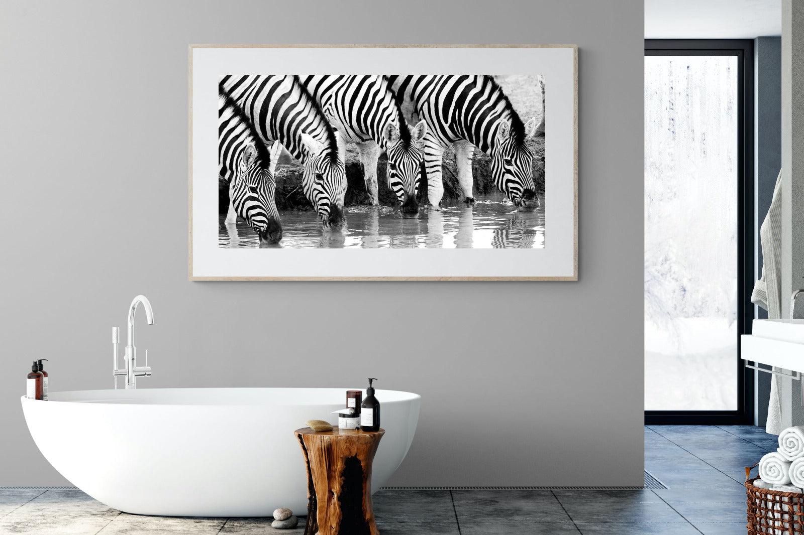 Zebra Quench-Wall_Art-180 x 110cm-Framed Print-Wood-Pixalot