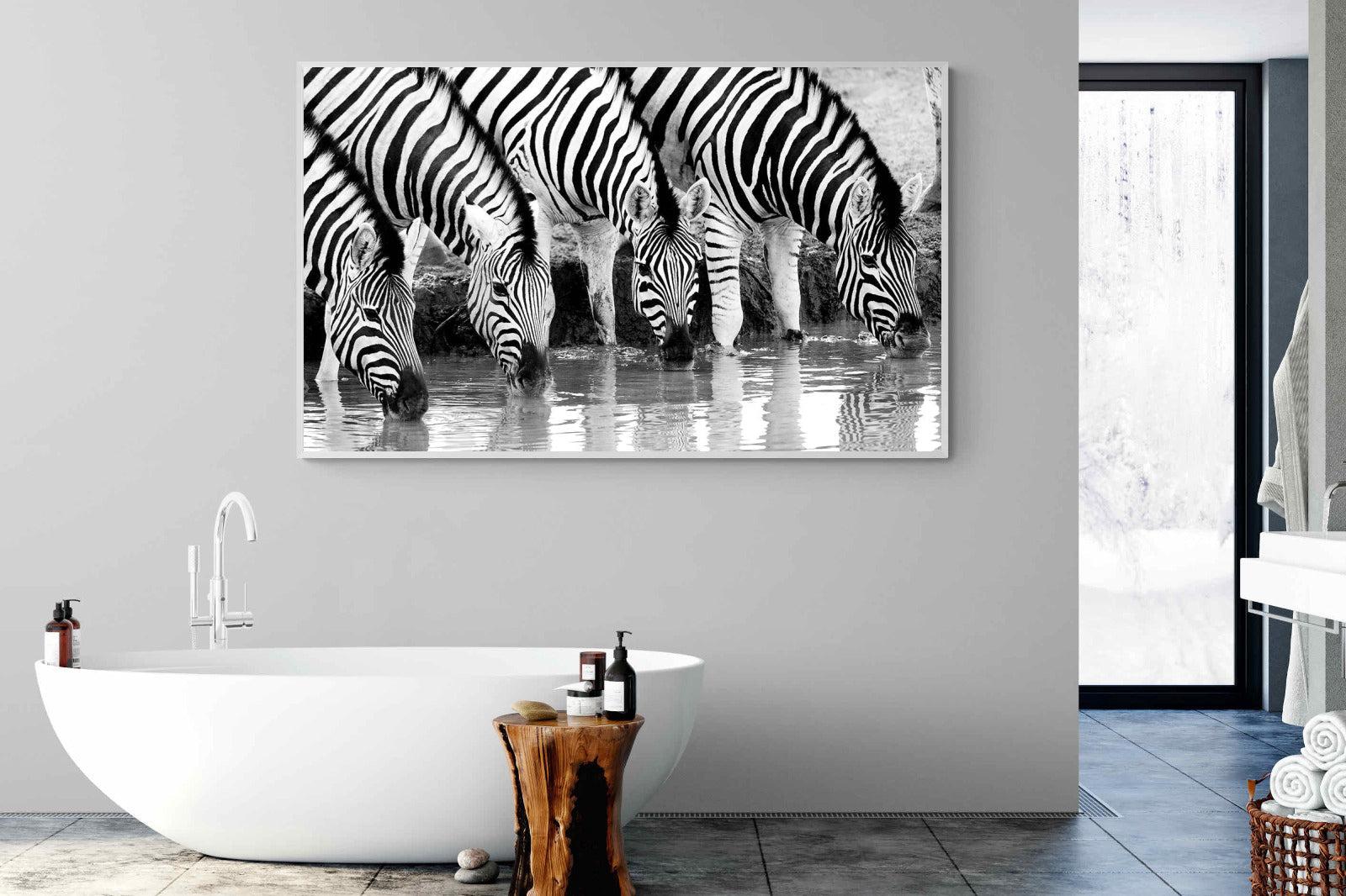Zebra Quench-Wall_Art-180 x 110cm-Mounted Canvas-White-Pixalot