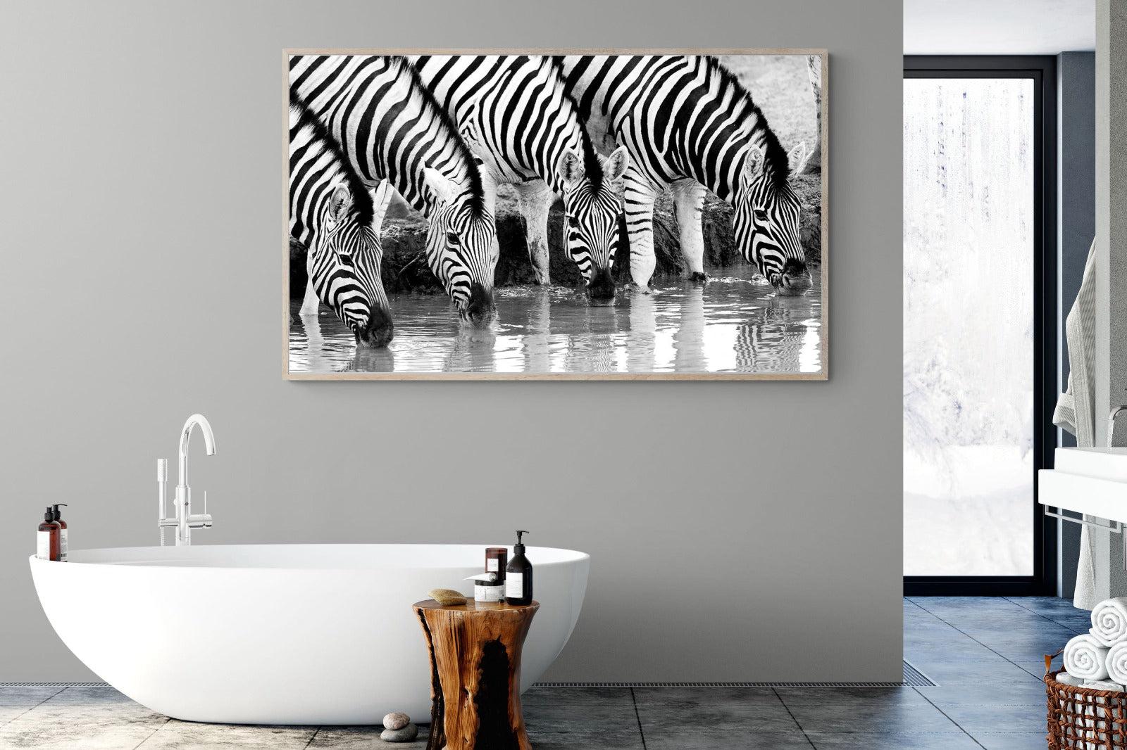 Zebra Quench-Wall_Art-180 x 110cm-Mounted Canvas-Wood-Pixalot