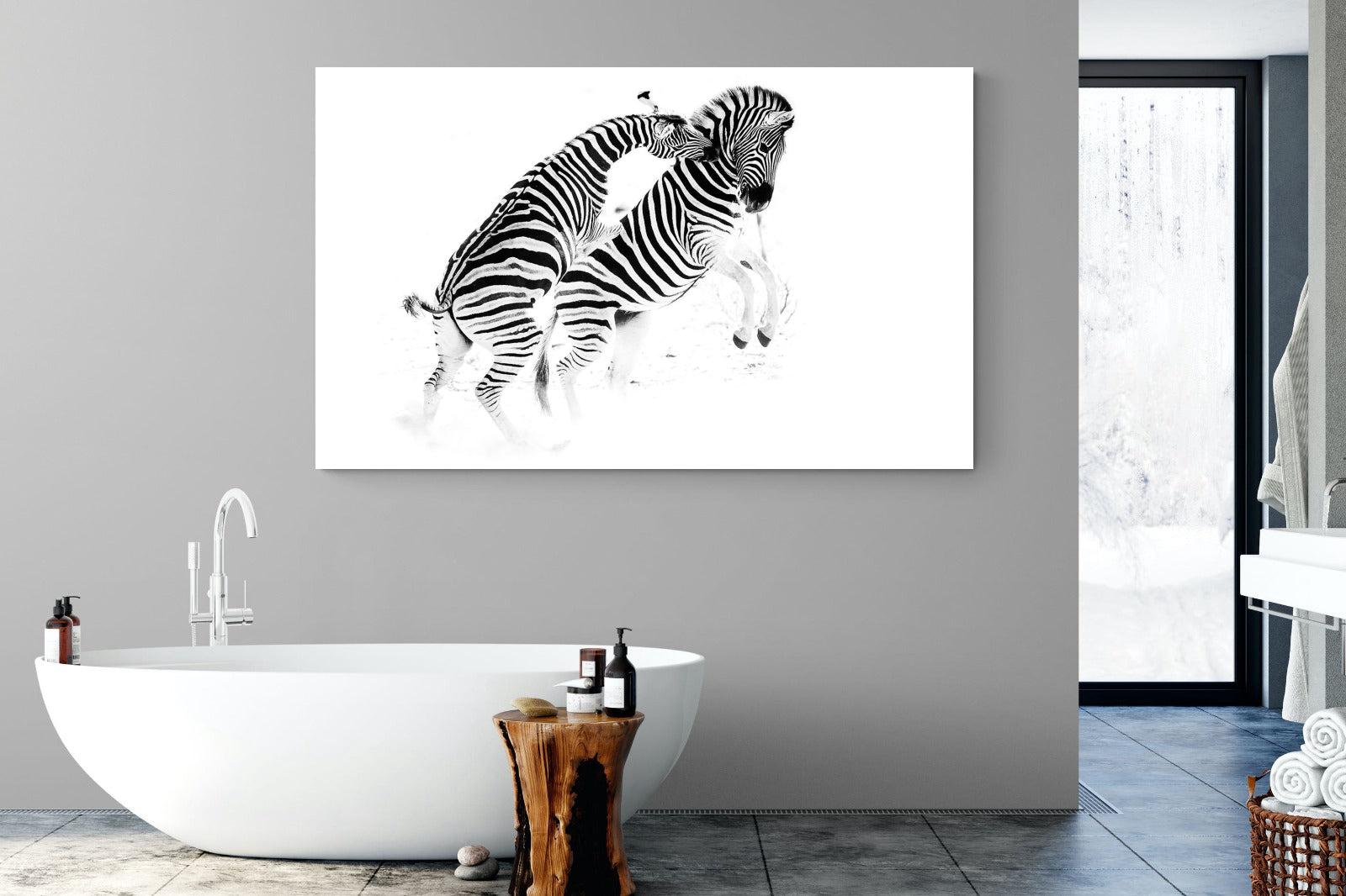 Zebra Tussle-Wall_Art-180 x 110cm-Mounted Canvas-No Frame-Pixalot